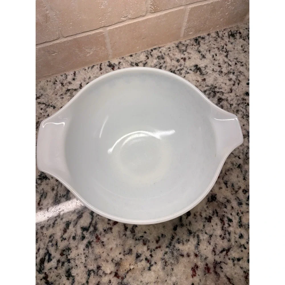 Vintage Pyrex Snowflake Garland 443 Cinderella  Mixing Bowl White Blue MCM